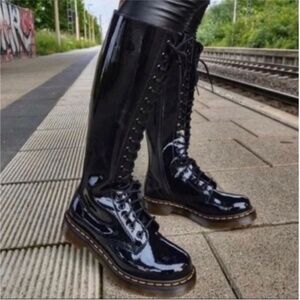 Dr. Martens 12270 Patent Leather 20 Eye Knee High Boots